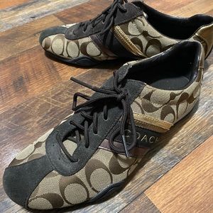 Coach Brown Metallic Sporty Suede Sneakers
Size- 7